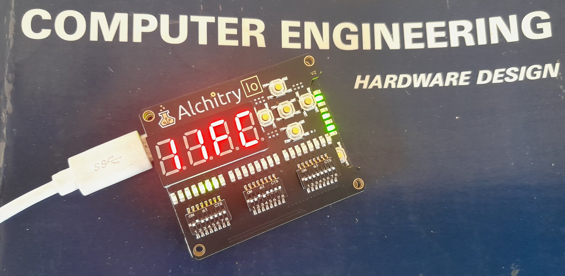 The Io board powered over USB, running the C fading scanner