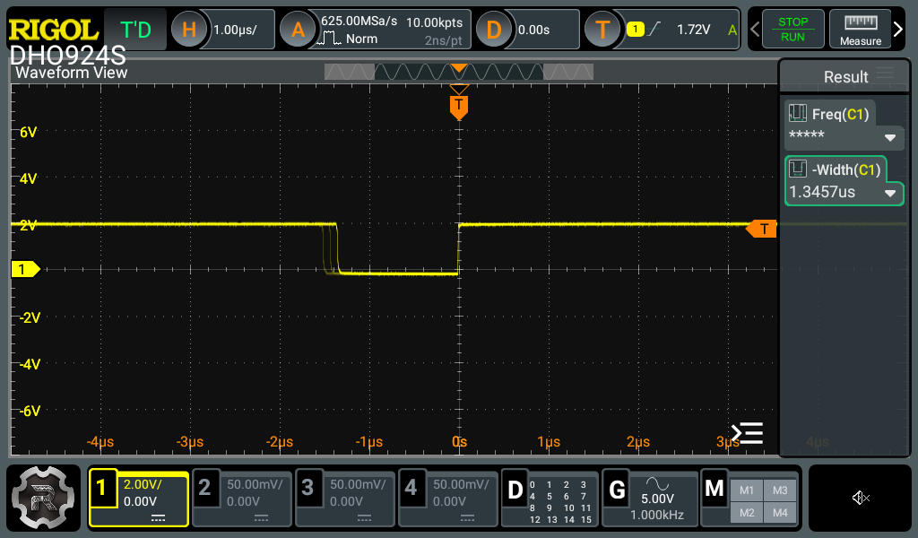 LED 6: high while asleep, low for about 1.35 µs per tick